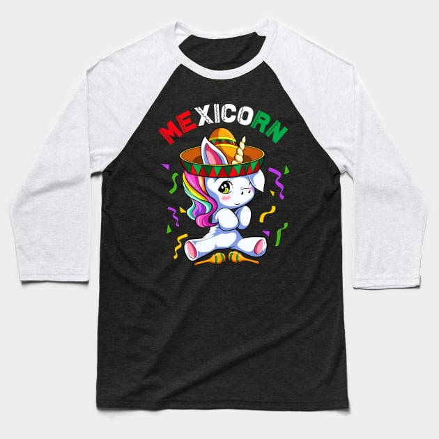 Mexicorn Unicorn Cinco de Mayo Mexican Mexico Baseball T-Shirt by E